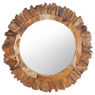 vidaXL Nástenné zrkadlo 60 cm okrúhle teakové drevo - cena, porovnanie