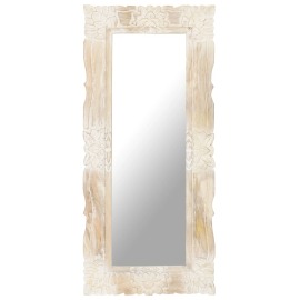 vidaXL Zrkadlo biele 110x50 cm masívne mangovníkové drevo