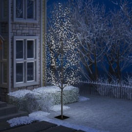 vidaXL Vianočný stromček 1200 LED studené biele svetlo kvety čerešne 400cm