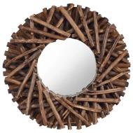 vidaXL Nástenné zrkadlo 40 cm teakové drevo okrúhle - cena, porovnanie