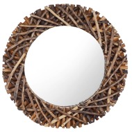 vidaXL Nástenné zrkadlo 60 cm teakové drevo okrúhle - cena, porovnanie
