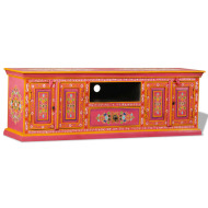 vidaXL Ružový TV stolík z mangového dreva, ručne maľovaný - cena, porovnanie