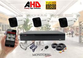 Monitorrs Security AHD 3 kamerový set 2 MPix Tube