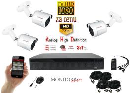 Monitorrs Security AHD 3 kamerový set 2 MPix TubeW