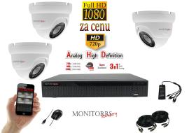 Monitorrs Security AHD 3 kamerový set 2 MPix WDome