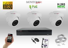 Monitorrs Security IP 3 kamerový set 2 Mpix WDome