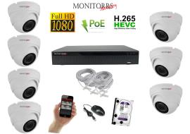 Monitorrs Security IP 7 kamerový set 2 Mpix WDome