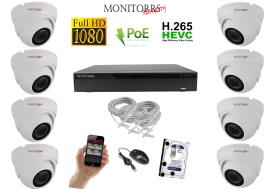 Monitorrs Security IP 8 kamerový set 2 Mpix WDome