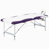 vidaXL 2-zónový skladací masážny stôl bielo-fialový hliníkový - cena, porovnanie