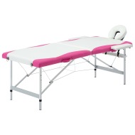 vidaXL 2-zónový skladací masážny stôl bielo-ružový hliníkový - cena, porovnanie