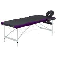 vidaXL 2-zónový skladací masážny stôl čierno-fialový hliníkový - cena, porovnanie