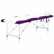 vidaXL 4-zónový skladací masážny stôl bielo-fialový hliníkový - cena, porovnanie