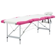 vidaXL 4-zónový skladací masážny stôl bielo-ružový hliníkový - cena, porovnanie