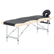 vidaXL 4-zónový skladací masážny stôl čierno-béžový hliníkový - cena, porovnanie