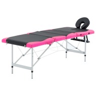 vidaXL 4-zónový skladací masážny stôl čierno-ružový hliníkový - cena, porovnanie