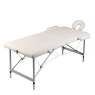 vidaXL  Krémovo biely skladací masážny stôl, 2 zóny, hliníkový rám - cena, porovnanie