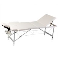vidaXL Krémovo biely skladací masážny stôl s 3 zónami a hliníkovým rámom