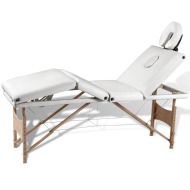 vidaXL Krémovo biely skladací masážny stôl so 4 zónami a dreveným rámom - cena, porovnanie