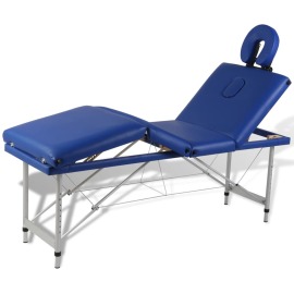 vidaXL Modrý skladací masážny stôl so 4 zónami a hliníkovým rámom