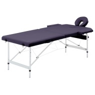 vidaXL Skladací masážny stôl 2-zónový fialový hliníkový - cena, porovnanie