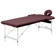 vidaXL Skladací masážny stôl 2-zónový vínovo-fialový hliníkový - cena, porovnanie