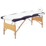 vidaXL Skladací masážny stôl, 2 zóny, drevo, bielo fialový - cena, porovnanie