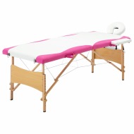 vidaXL  Skladací masážny stôl, 2 zóny, drevo, bielo ružový - cena, porovnanie