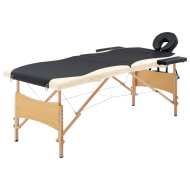 vidaXL  Skladací masážny stôl, 2 zóny, drevo, čierno béžový - cena, porovnanie