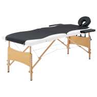 vidaXL Skladací masážny stôl, 2 zóny, drevo, čierno biely - cena, porovnanie