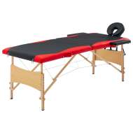 vidaXL Skladací masážny stôl, 2 zóny, drevo, čierno červený - cena, porovnanie