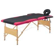 vidaXL Skladací masážny stôl, 2 zóny, drevo, čierno ružový - cena, porovnanie