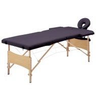 vidaXL Skladací masážny stôl, 2 zóny, drevo, fialový - cena, porovnanie