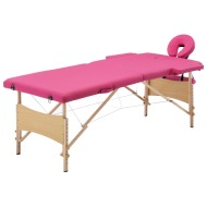 vidaXL Skladací masážny stôl, 2 zóny, drevo, ružový - cena, porovnanie