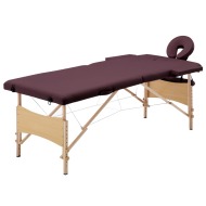 vidaXL Skladací masážny stôl, 2 zóny, drevo, vínovo fialový - cena, porovnanie