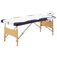 vidaXL Skladací masážny stôl, 3 zóny, drevo, bielo fialový - cena, porovnanie