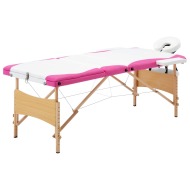 vidaXL  Skladací masážny stôl, 3 zóny, drevo, bielo ružový - cena, porovnanie