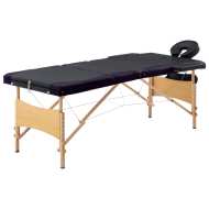 vidaXL Skladací masážny stôl, 3 zóny, drevo, čierno fialový - cena, porovnanie