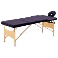 vidaXL Skladací masážny stôl, 3 zóny, drevo, fialový - cena, porovnanie