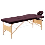 vidaXL Skladací masážny stôl, 3 zóny, drevo, vínovo fialový - cena, porovnanie