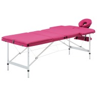 vidaXL  Skladací masážny stôl, 3 zóny, hliník, ružový - cena, porovnanie
