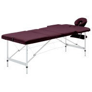 vidaXL Skladací masážny stôl, 3 zóny, hliník, vínovo fialový - cena, porovnanie