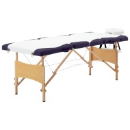 vidaXL Skladací masážny stôl 4 zónový drevený biely a fialový - cena, porovnanie