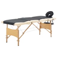 vidaXL Skladací masážny stôl 4 zónový drevený čierny a béžový - cena, porovnanie