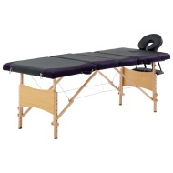 vidaXL Skladací masážny stôl 4 zónový drevený čierny a fialový - cena, porovnanie