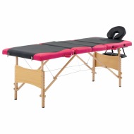 vidaXL Skladací masážny stôl 4 zónový drevený čierny a ružový - cena, porovnanie