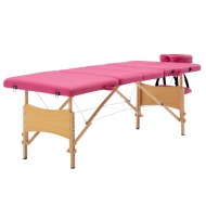 vidaXL  Skladací masážny stôl 4 zónový drevený ružový - cena, porovnanie