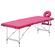 vidaXL Skladací masážny stôl 4 zónový ružový hliníkový - cena, porovnanie
