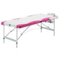 vidaXL Skladací masážny stôl s 3 zónami, hliník, bielo ružový - cena, porovnanie