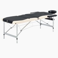 vidaXL Skladací masážny stôl s 3 zónami, hliník, čierno béžový - cena, porovnanie