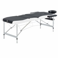 vidaXL Skladací masážny stôl s 3 zónami, hliník, čierno biely - cena, porovnanie